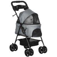 No-Zip Foldable Pet Travel Stroller for Small Dogs & Cats - Portable, Canopy, Basket