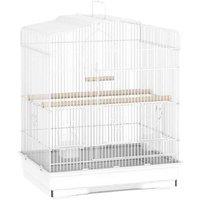 Large Metal Bird Cage for Small Birds - Easy Clean, Spacious, White - Includes Perches & Swing