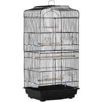 Budgie & Small Bird Metal Cage with Stand - Easy Clean, Spacious, Black Finish