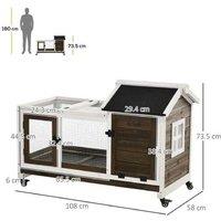 Rabbit Hutch with Removable Tray & Wheels - Indoor/Outdoor Small Pet Cage for Rabbits & Ferrets