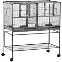 Large Modern Bird Cage for Parrots & Small Birds - Easy Clean, Portable, Spacious, Black & Grey