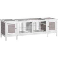 Rabbit & Guinea Pig Hutch with Run - Easy Clean Indoor Cage, 161x50.5x53cm, Spacious Wooden Small Pet House