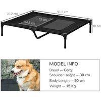 Heavy-Duty Raised Dog Bed - Large Mesh Pet Cot, Breathable Metal Frame, Black