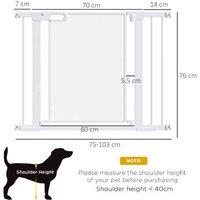 Dog Safety Gate - Auto-Close, Pressure Fit, Adjustable Width, Heavy-Duty Steel - Ideal for Hallways & Stairs