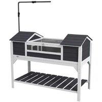 Tortoise Enclosure - Easy-Clean Tray, Shelf & Adjustable Lamps - Grey Wooden Habitat for Small Pets