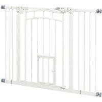 Dog Safety Gate with Cat Door - Auto-Close, Pressure Fit, Adjustable 74-100cm - Secure Pet Barrier