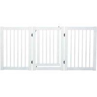 Expandable MDF Dog Gate with Secure Latch - Freestanding Doorway Barrier for Small & Medium Dogs, White