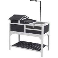 Tortoise & Small Pet Habitat - Easy Clean Tray, Lid & Lamp Holder - Spacious Grey Wooden Enclosure