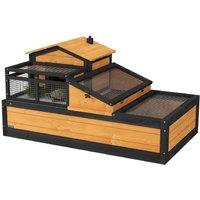 Tortoise & Small Pet House - Multi-Level Balcony Cage with Easy-Clean Tray, Yellow - Indoor/Outdoor Reptile & Small Animal Enclosure