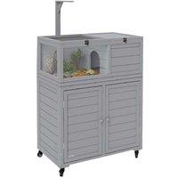 Tortoise & Small Pet House with Storage, Lamps, Easy-Clean Tray - Grey Indoor Enclosure