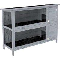 Outdoor Rabbit Hutch & Small Animal Cage - Easy Clean, Divider, 2-Tier, 136x50x93cm, Grey