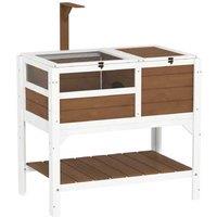 Tortoise & Small Pet Wooden House - Outdoor Enclosure with Lamp, Tray, Run & Shelf