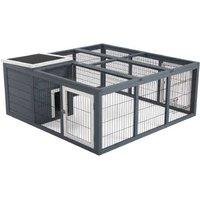 Rabbit & Guinea Pig Hutch - Spacious Wooden Cage with Opening Roof & Outdoor Run, 1-2 Small Pets