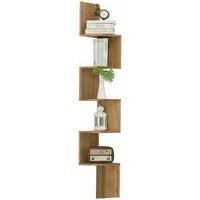 Modern Rustic Tiered Wooden Floating Corner Shelf with Five Shelves