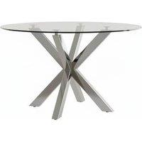 Contemporary Round Tempered Glass Dining Table with Stylish Chrome Base