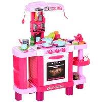 Kids 38pc Interactive Kitchen Play Set - Light & Sound, Pink, Ages 3+, Educational Imaginative Toy