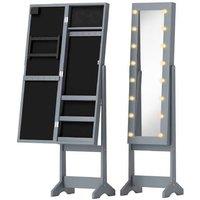 Freestanding Wooden Jewellery Cabinet with LED Mirror & Organiser - Large Capacity Storage Solution