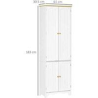 Freestanding 4-Door Wood Kitchen Cupboard, Tall 4-Shelf Storage Organizer