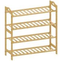 Freestanding Bamboo Shoe Rack 4-Tier Shelf - Natural Wood, Space-Saving Storage Solution