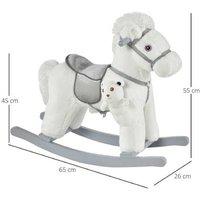Kids Plush Rocking Horse Toy, Ages 18-36 Months, Interactive Sounds, White, Imaginative Play