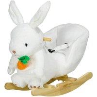 Kids Interactive Rabbit Rocking Horse - Plush Ride-On Toy, Sound Effects, Ages 18-36M, White