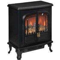 Freestanding Electric Fireplace Stove Heater with Adjustable LED Flame - Black, 2 Heat Settings, Overheat Protection