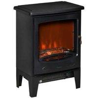 Freestanding Electric Fireplace Stove Heater with Adjustable Flame Effect - 900W/1800W, Overheat Protection, Black