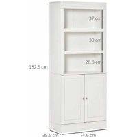 White 6-Tier Modular Kitchen Cupboard Storage Unit, MDF & Particle Board, Adjustable Shelves