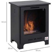 Freestanding Bioethanol Fireplace - 1.5L Clean-Burning Indoor Fire Pit, Black, 6800 BTU