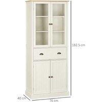 Freestanding 5-Tier Kitchen Cupboard with Drawer, Cream, Farmhouse Style, Wood Storage Cabinet