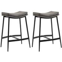 Set of 2 Industrial Microfibre Curved Bar Stools - Padded Seat & Steel Frame