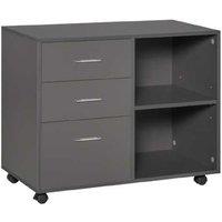 Freestanding Modular Storage Cabinet with 3 Drawers & 2 Adjustable Shelves - Durable Particle Board, Lockable Wheels, 65cm x 80cm, Black Office Organi