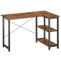 L-Shaped Corner Desk with Bookshelf - Industrial Steel & Easy-Clean Surface, Space-Saving Home Office Table