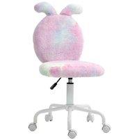 Faux Fur Adjustable Ergonomic Office Chair with Bunny Ears - Swivel, Space-Saving, Plush Desk Seating