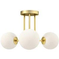 LED Ceiling Light, 3-Light Globe Shades, Gold Tone, Modern Flush Mount