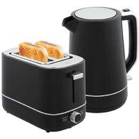Kettle & Toaster Set - Rapid Boil 1.7L Kettle, 3000W, 2-Slice Toaster, Sleek Black Finish