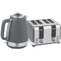 Kettle & Toaster Set - Rapid Boil 1.7L Kettle, 4-Slice Toaster, Energy Efficient, Sleek Grey/Silver