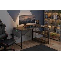 Levede L-Shaped Industrial Bedroom Desk - MDF & Steel, 3-Tier Storage, Space-Saving