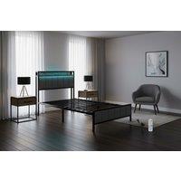 Levede LED Ottoman Bed Frame with USB Charging - Single, Double & King Size, Upholstered Headboard, Heavy-Duty Metal