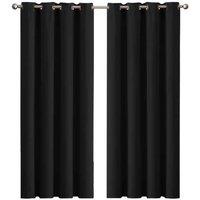 Marlow Blackout Curtains Pair - High-Density Polyester, Eyelet Ring Top, Classic Black