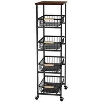 Levede 5-Tier Metal Food Storage Trolley Cart - Space-Saving Organiser with Pull-Out Baskets