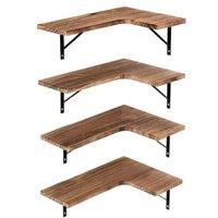 Levede 4pc Solid Paulownia Wood Corner Dining Display Shelves - Space-Saving Rustic Style