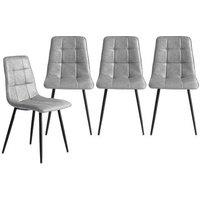 Levede Set of 4 Contemporary Faux Leather Padded Dining Chairs - Steel Frame, High-Back, 4-Seater