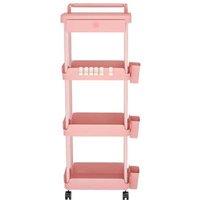Levede 4-Tier Plastic & Steel Rolling Storage Trolley Cart with Drawer - Lockable, Multi-Purpose Organiser