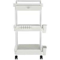 Levede 3-Tier Metal & Plastic Rolling Storage Trolley Cart - Modular, Lockable, Space-Saving, White, 76cm