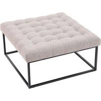 Elegant Square Linen Footstool with Contemporary Metal Frame Design