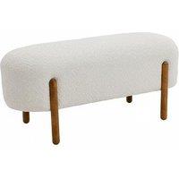 Elegant Upholstered Bench with Walnut Wooden Legs, Seats Two Comfortably