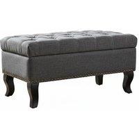 Stylish Upholstered Bench Footstool with Nailhead Trim and Tufted Buttons