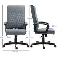 Ergonomic High-Back Swivel Office Chair - Adjustable Height - Linen Look - Dark Grey