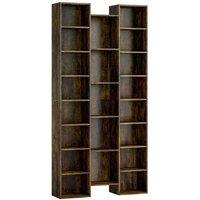 21-Compartment Wooden Bookshelf Storage Unit - Adjustable, Tall, Brown